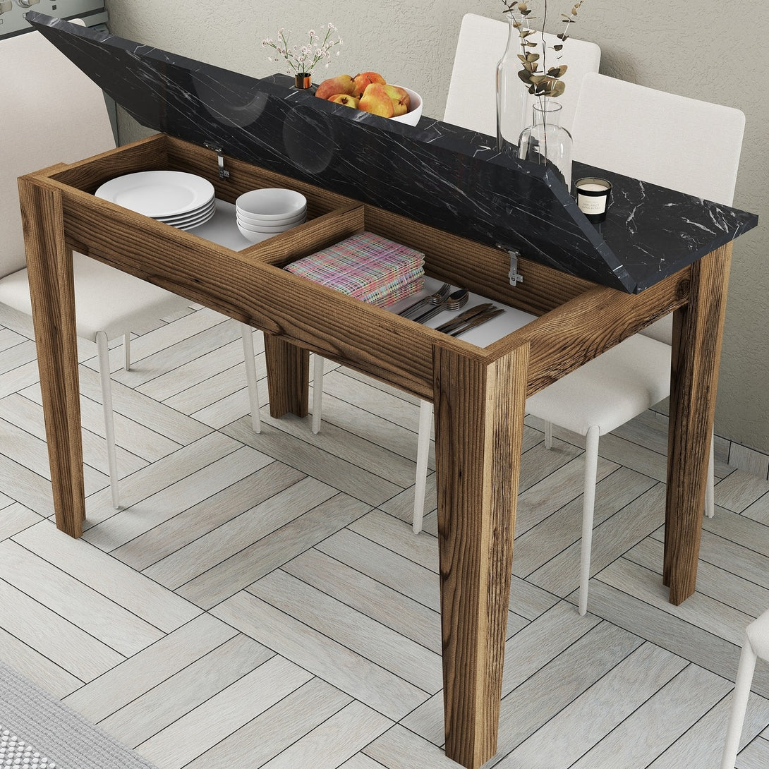 Étkező asztal Kiev 509 - Walnut, Black-VASBÚTOR