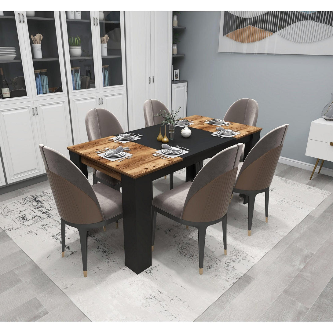 Étkező asztal Line - Light Walnut, Black-VASBÚTOR