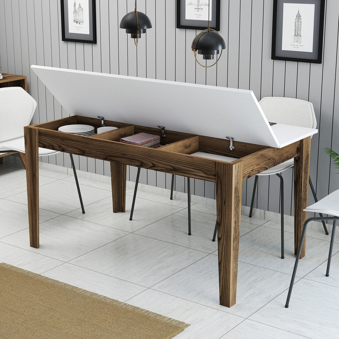 Étkező asztal Milan 514 - Walnut, White-VASBÚTOR