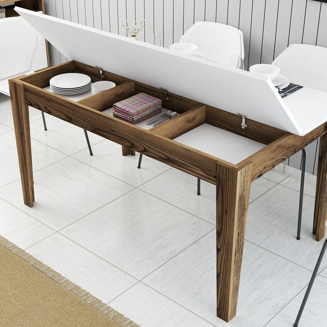 Étkező asztal Milan 514 - Walnut, White-VASBÚTOR