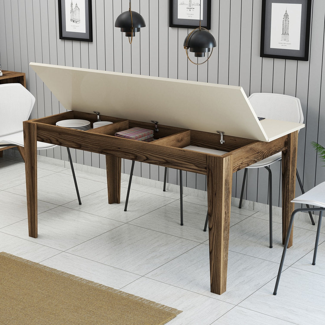 Étkező asztal Milan 517 - Walnut, Cream-VASBÚTOR