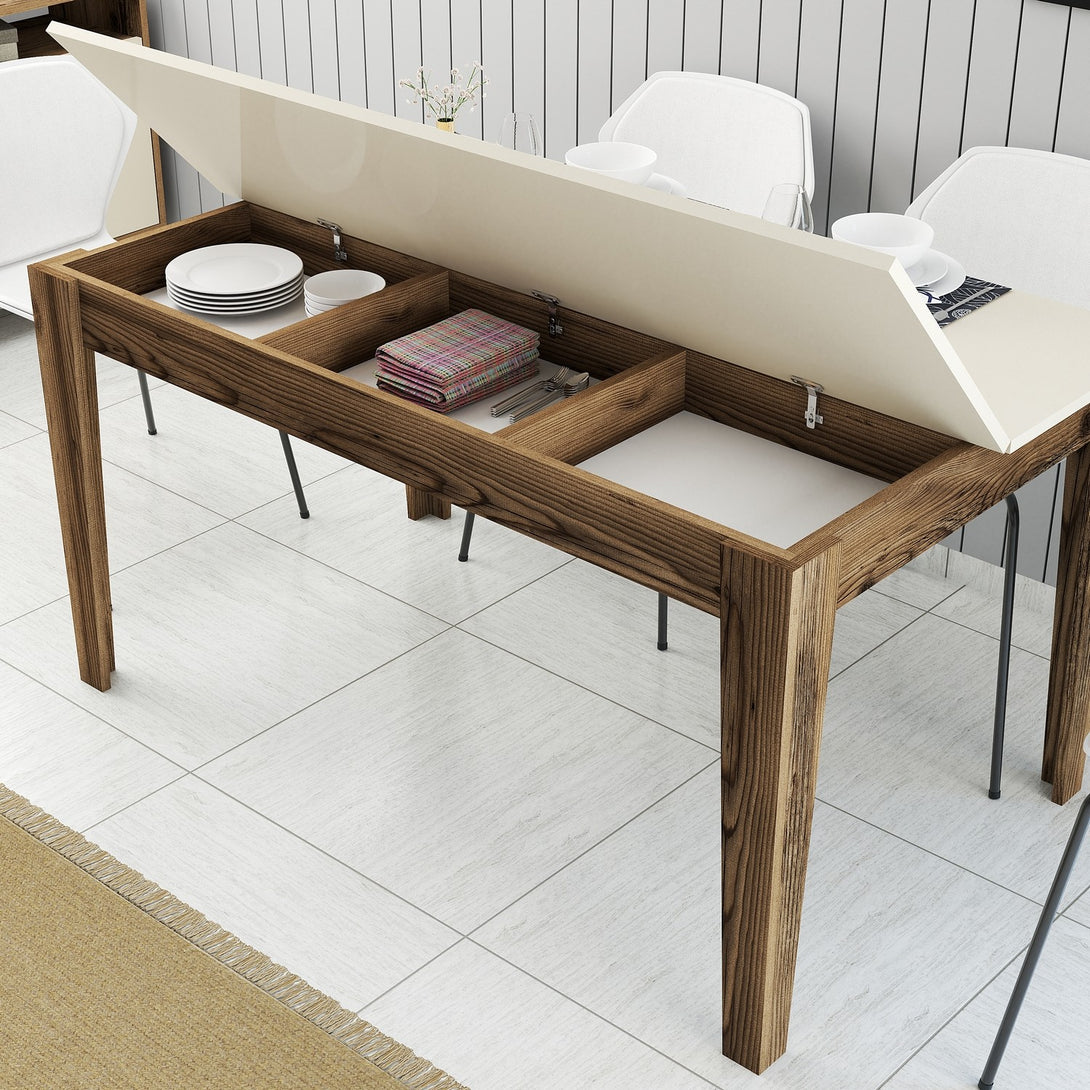 Étkező asztal Milan 517 - Walnut, Cream-VASBÚTOR