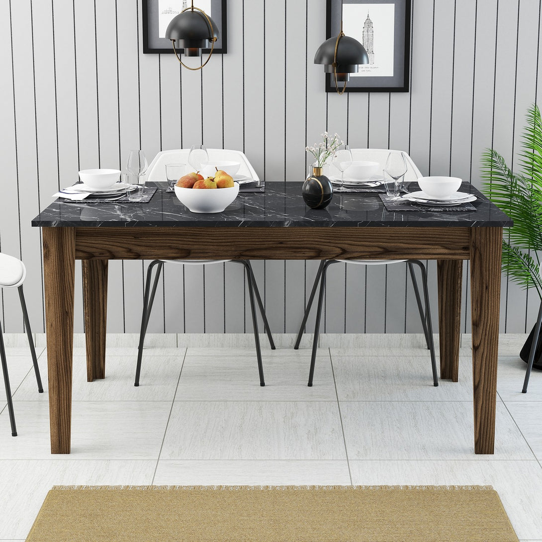 Étkező asztal Milan 518 - Walnut, Black-VASBÚTOR