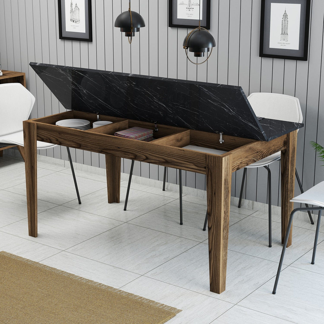 Étkező asztal Milan 518 - Walnut, Black-VASBÚTOR