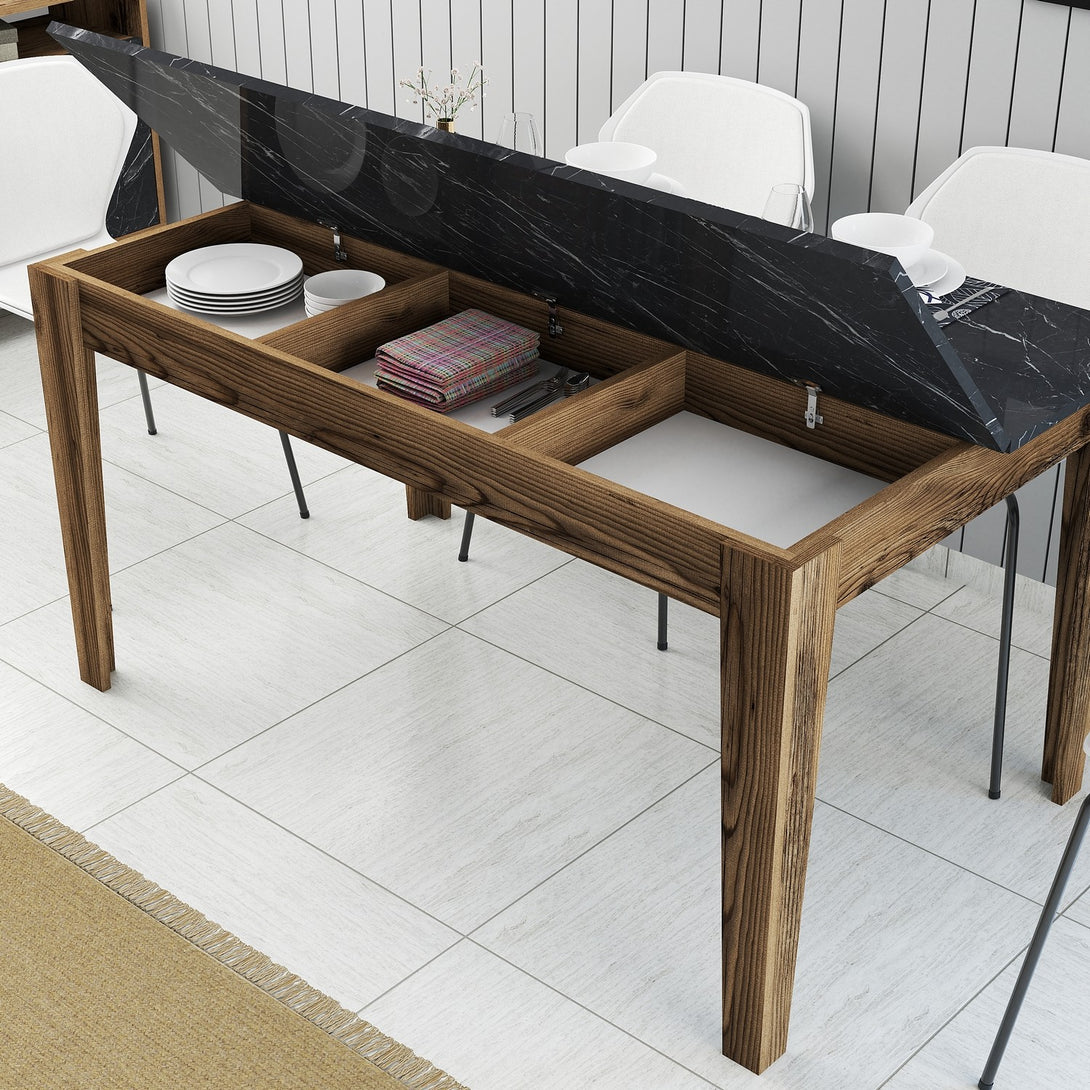 Étkező asztal Milan 518 - Walnut, Black-VASBÚTOR