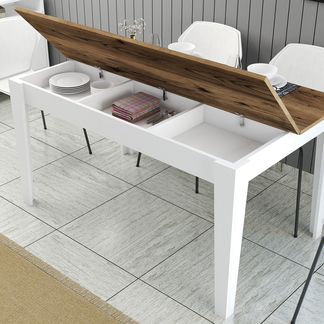 Étkező asztal Milan 520 - Walnut, White-VASBÚTOR