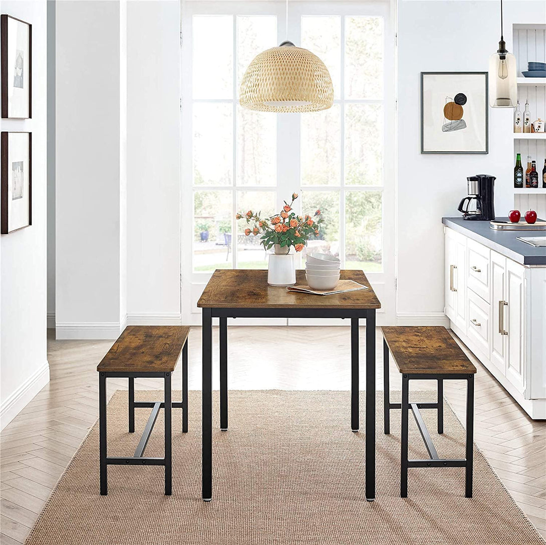 Étkezőasztal 2 paddal, 110 x 75 x 70 cm, rusztikus barna-VASBÚTOR