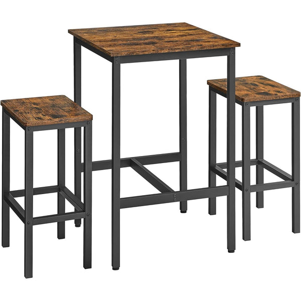 Étkezőasztal, bárasztal székekkel, rusztikus barna-VASBÚTOR
