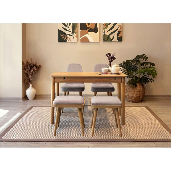 Étkezőgarnitúra(Kihúzható asztal, szék) (5 db) Vina Mini 02 0701 - Tölgy, Soho Szürke-VASBÚTOR