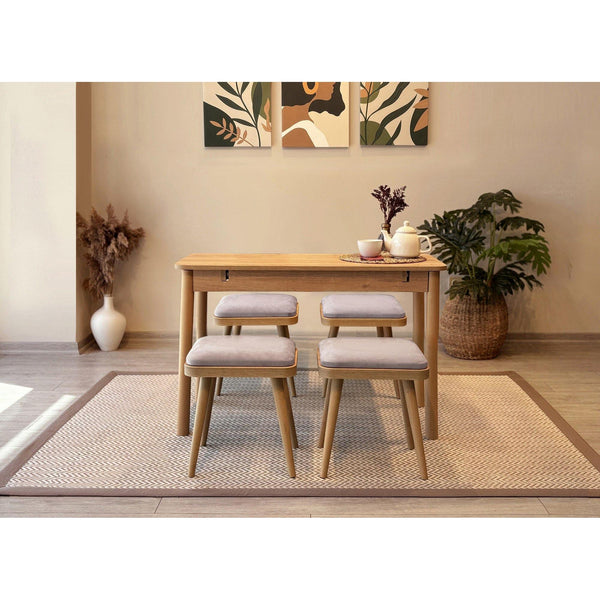 Étkezőgarnitúra(Kihúzható asztal, szék) (5 db) Vina Mini 05 0701 - Tölgy, Soho Szürke-VASBÚTOR