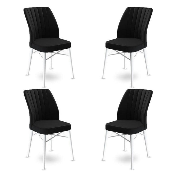 Étkezőszék szett (4 db) Flex - Fekete, Fehér-VASBÚTOR
