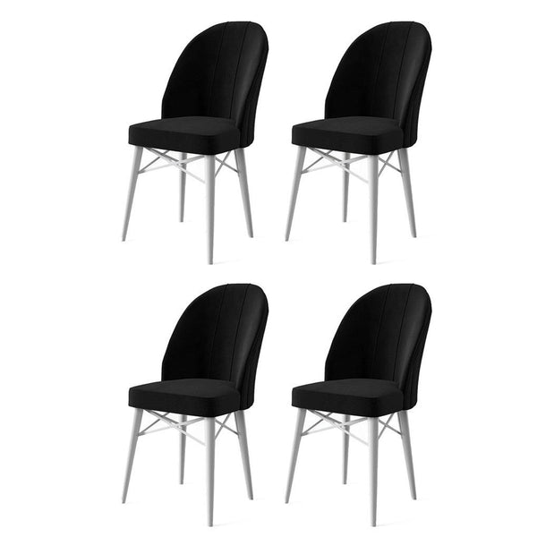 Étkezőszék szett (4 db) Ritim - Fekete, Fehér-VASBÚTOR