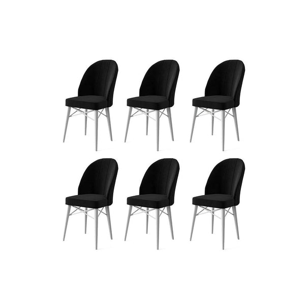 Étkezőszék szett (6 db) Ritim - Fekete, Fehér-VASBÚTOR
