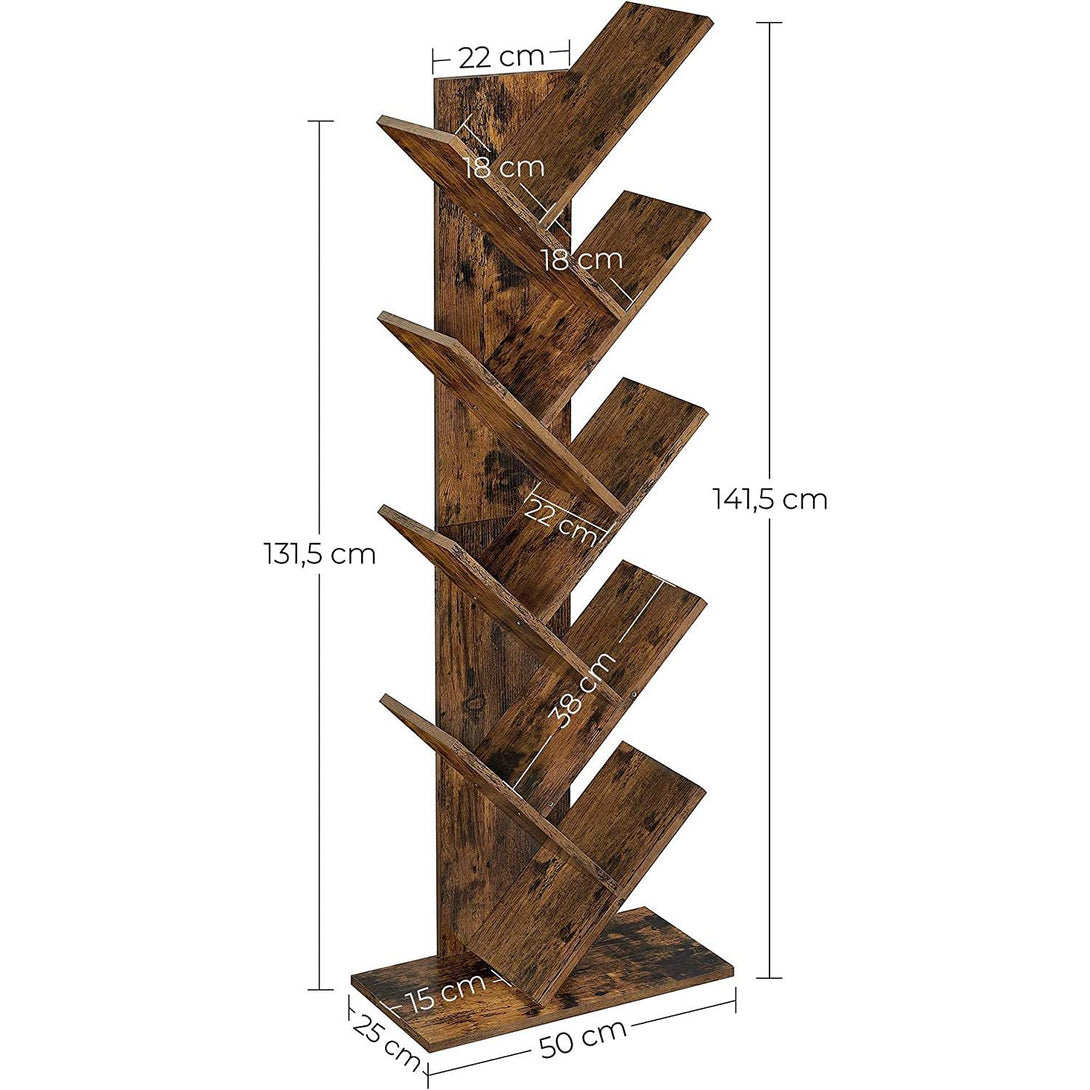 Fa alakú könyvespolc 8 szintes 50 x 25 x 141,5 cm, rusztikus barna-VASBÚTOR
