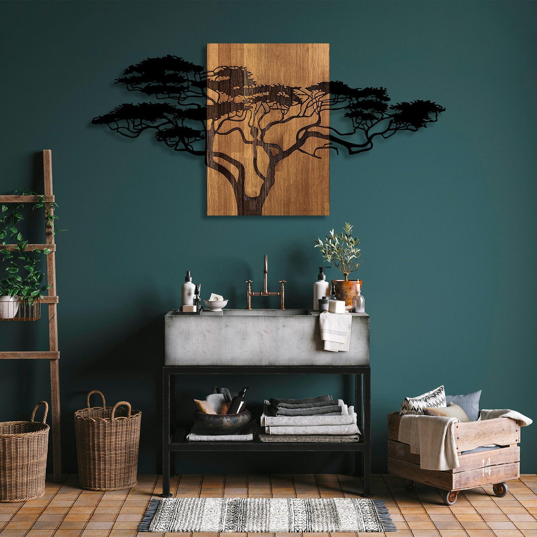 Fa fali dekoráció, Acacia Tree - 329-VASBÚTOR