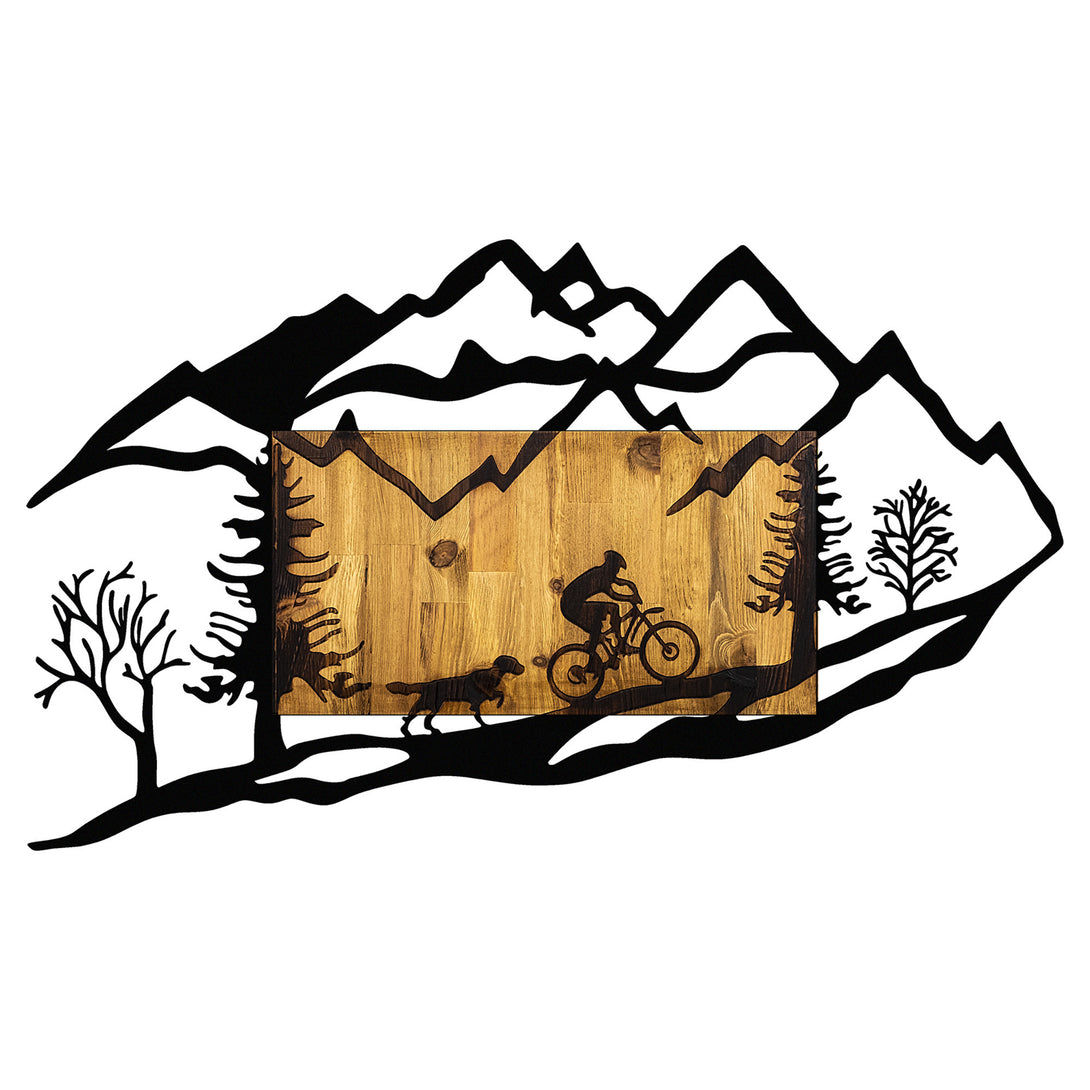 Fa fali dekoráció, Bicycle Riding in Nature 1-VASBÚTOR