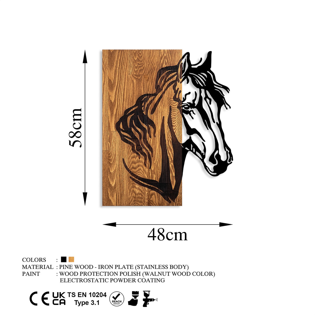 Fa fali dekoráció, Horse 1-VASBÚTOR