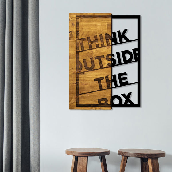 Fa fali dekoráció "Think Outside The Box"-VASBÚTOR
