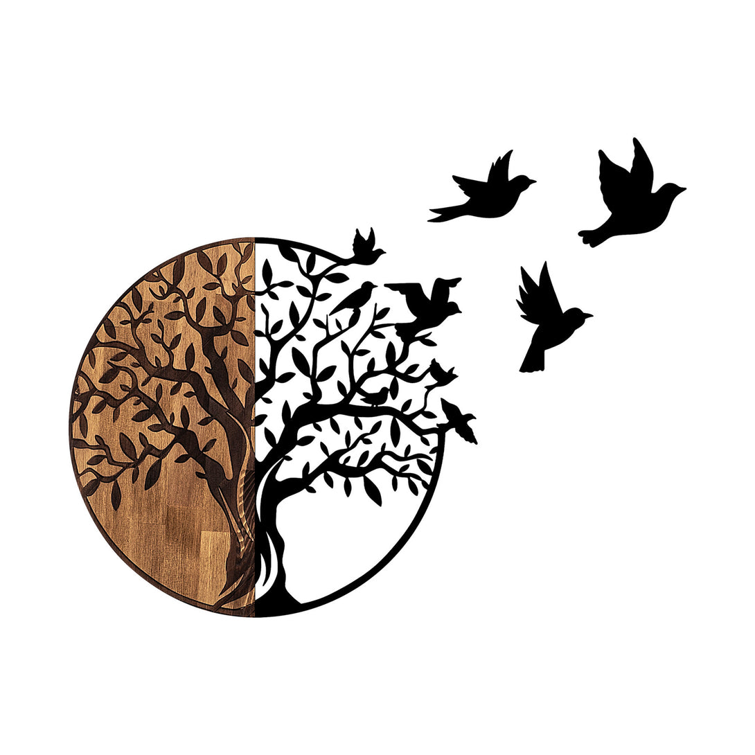 Fa fali dekoráció, Tree And Birds - 322-VASBÚTOR