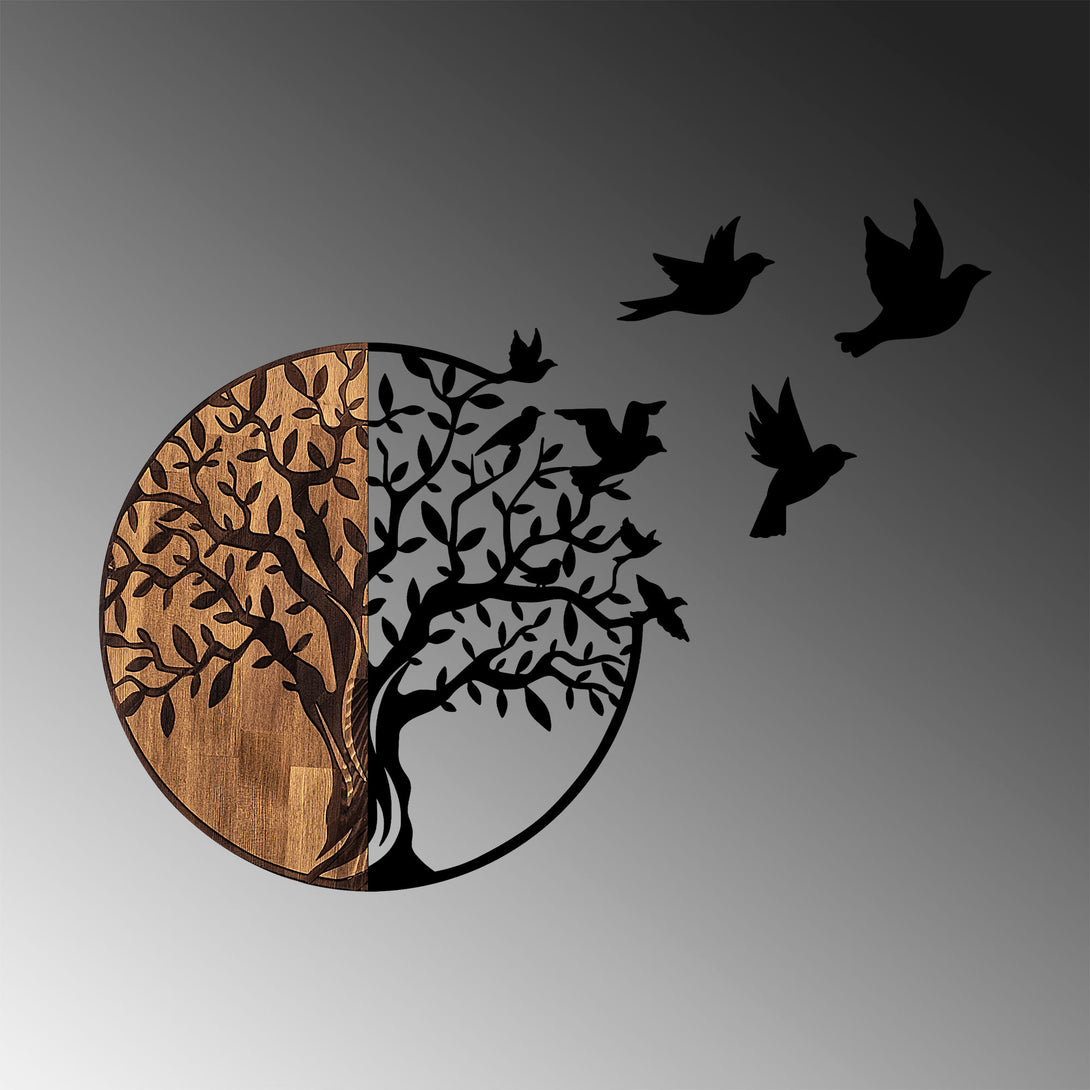 Fa fali dekoráció, Tree And Birds - 322-VASBÚTOR