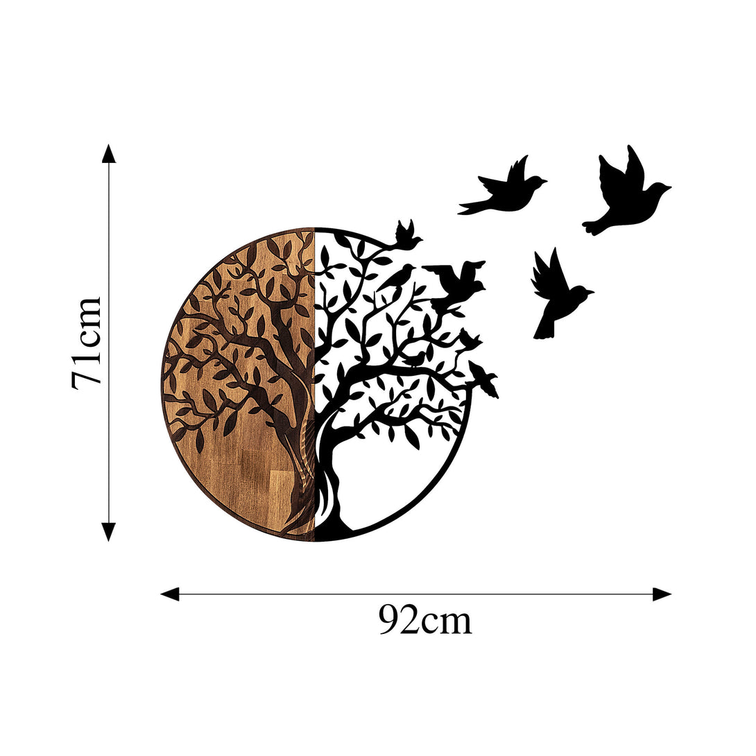 Fa fali dekoráció, Tree And Birds - 322-VASBÚTOR