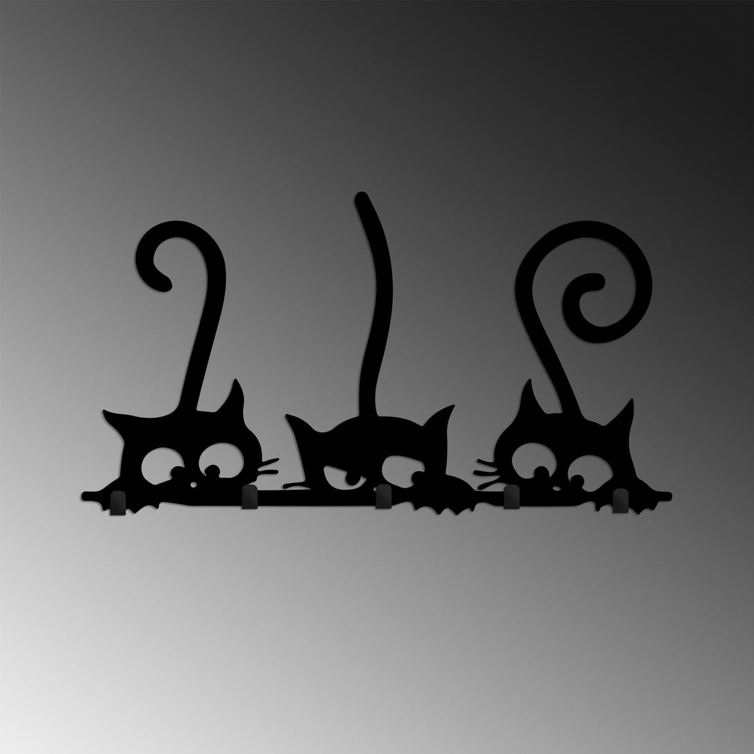 Fali Dekoráció - Fém fali akasztó, Hidden Cats-VASBÚTOR