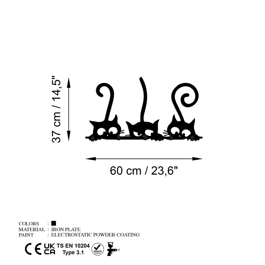 Fali Dekoráció - Fém fali akasztó, Hidden Cats-VASBÚTOR