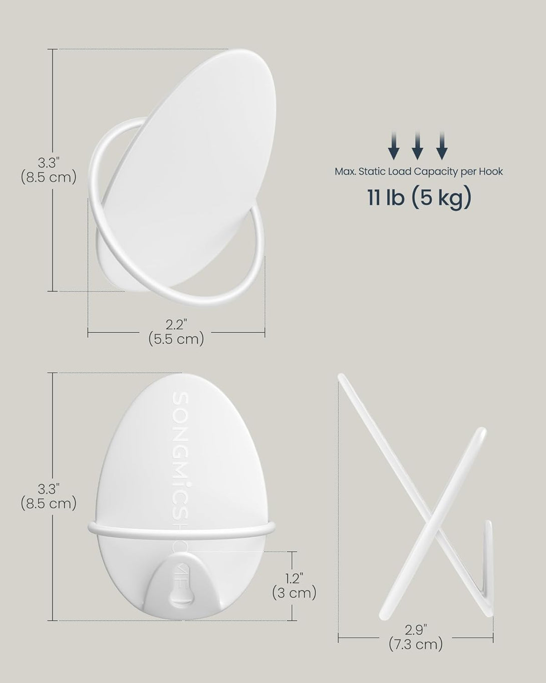 Fali fogas 4 db, falra szerelhető, fehér-VASBÚTOR