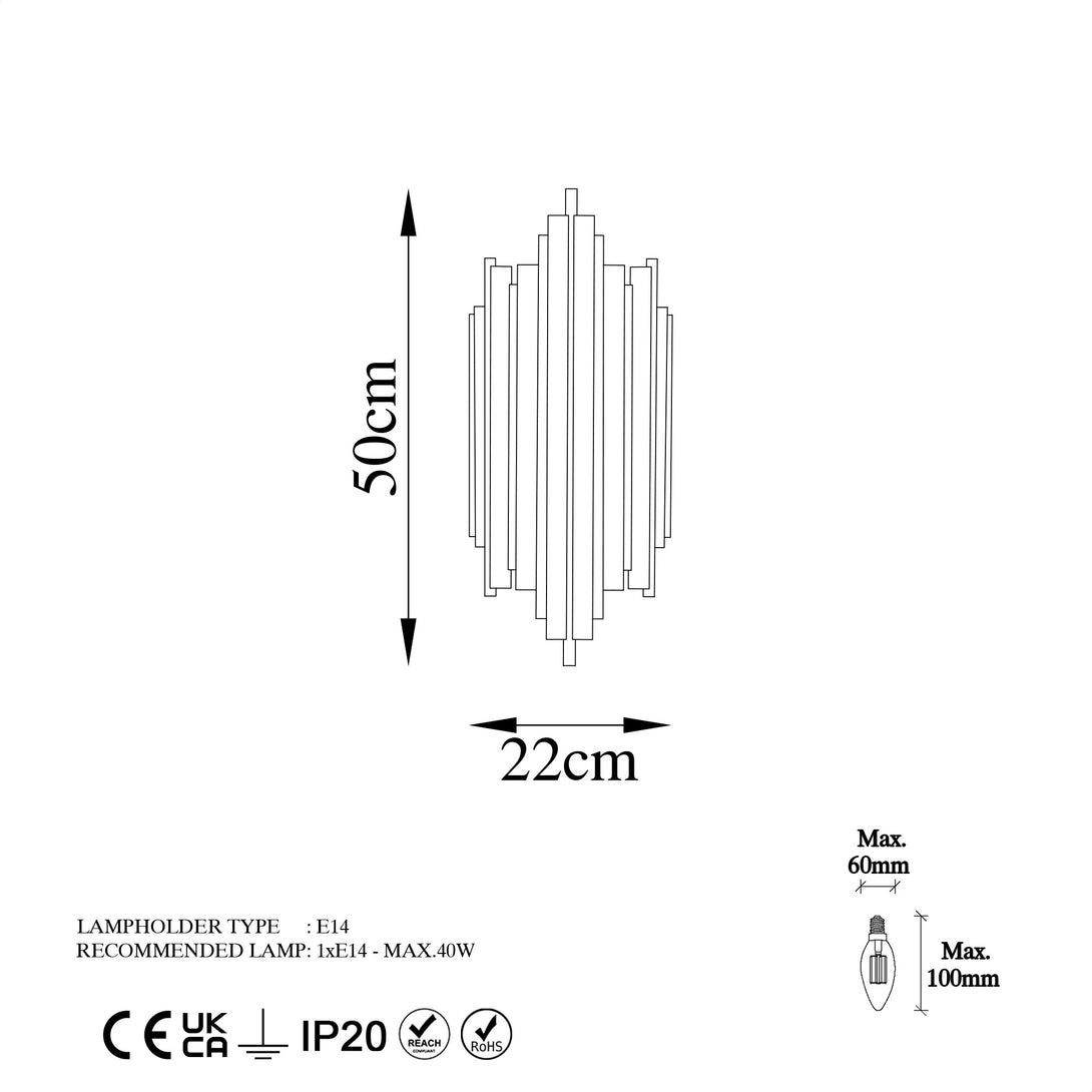 Fali lámpa, Reis - 13341-VASBÚTOR