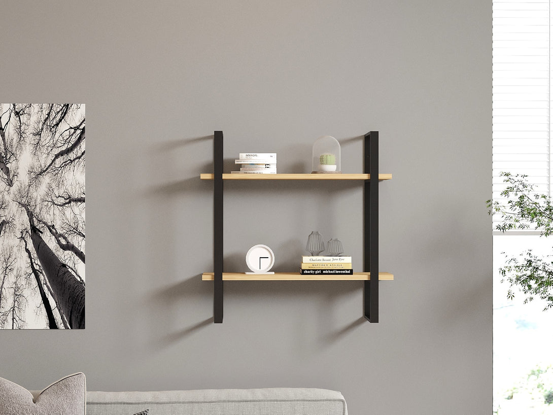 Fali polc Buba - Sapphire Oak, Black-VASBÚTOR