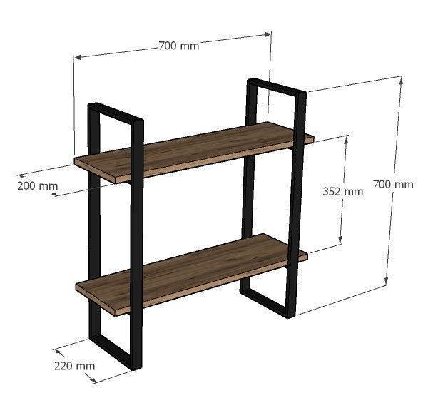 Fali polc Buba - Sapphire Oak, Black-VASBÚTOR