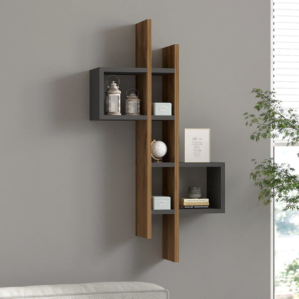 Fali polc Emse - Oak, Anthracite-VASBÚTOR