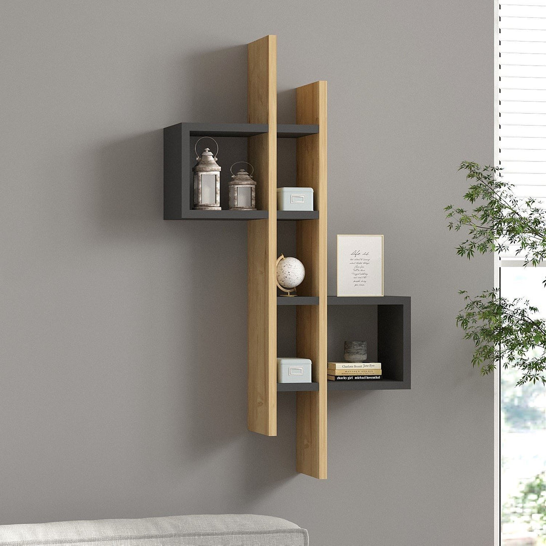 Fali polc Emse - Sapphire Oak, Anthracite-VASBÚTOR
