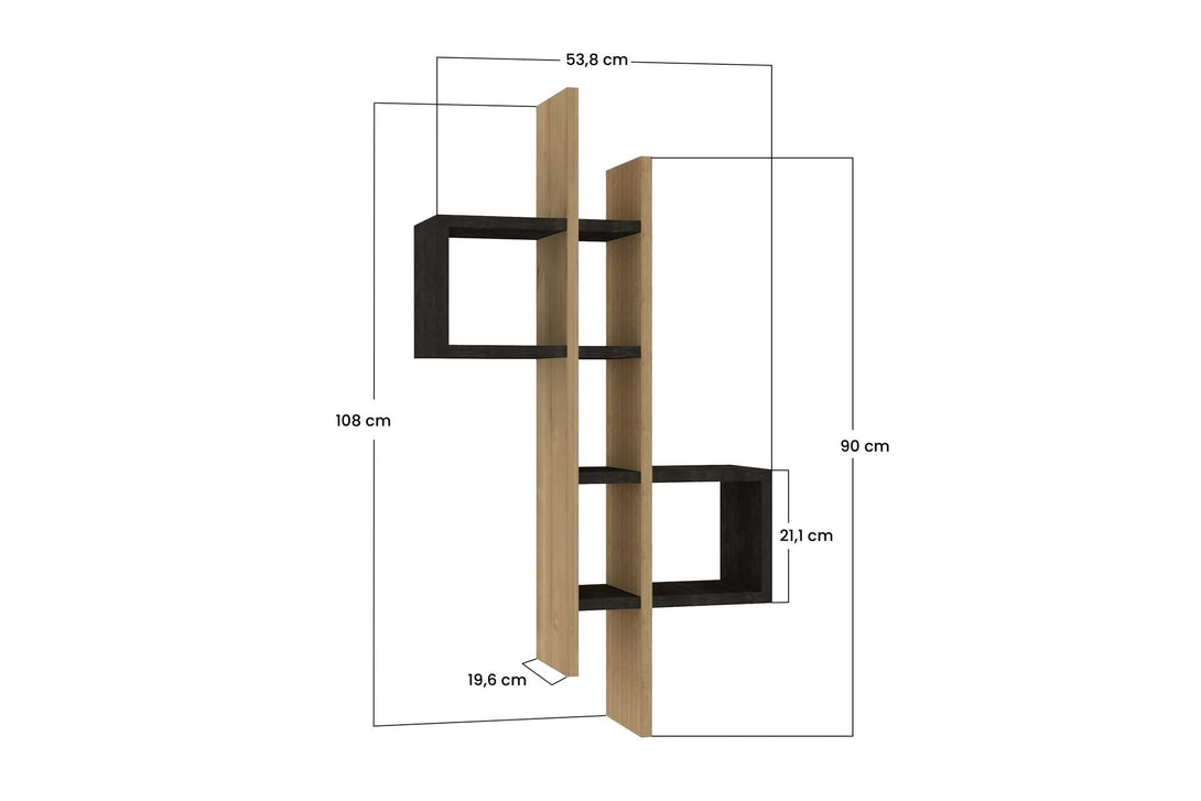 Fali polc Emse - Sapphire Oak, Anthracite-VASBÚTOR