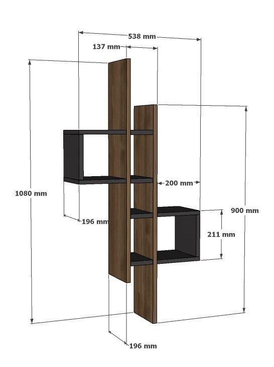 Fali polc Emse - Sapphire Oak, Anthracite-VASBÚTOR