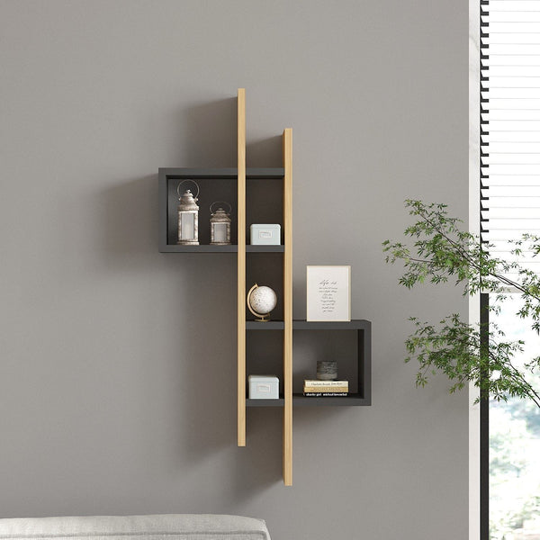 Fali polc Emse - Sapphire Oak, Anthracite-VASBÚTOR