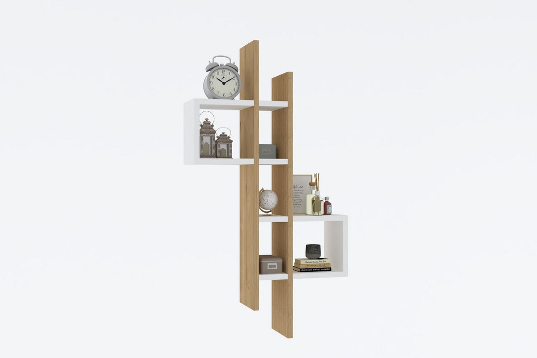 Fali polc Emse - Sapphire Oak, White-VASBÚTOR