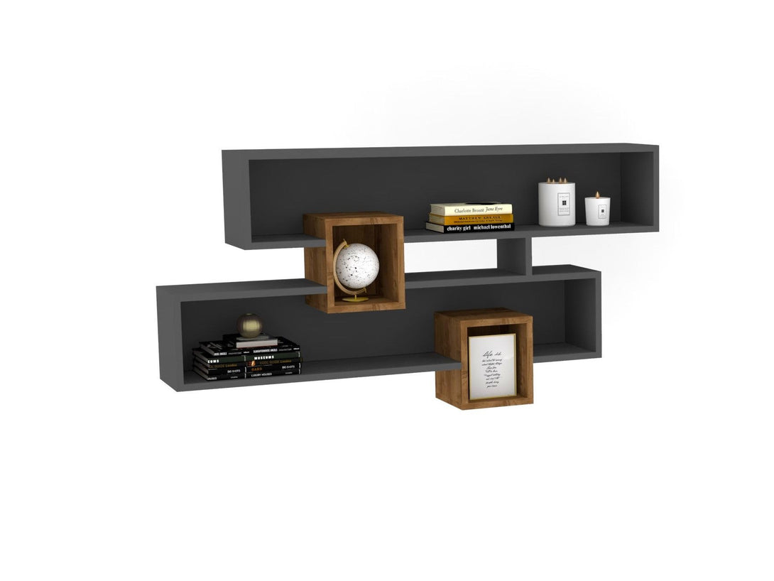 Fali polc Karen - Walnut, Anhtacite-VASBÚTOR