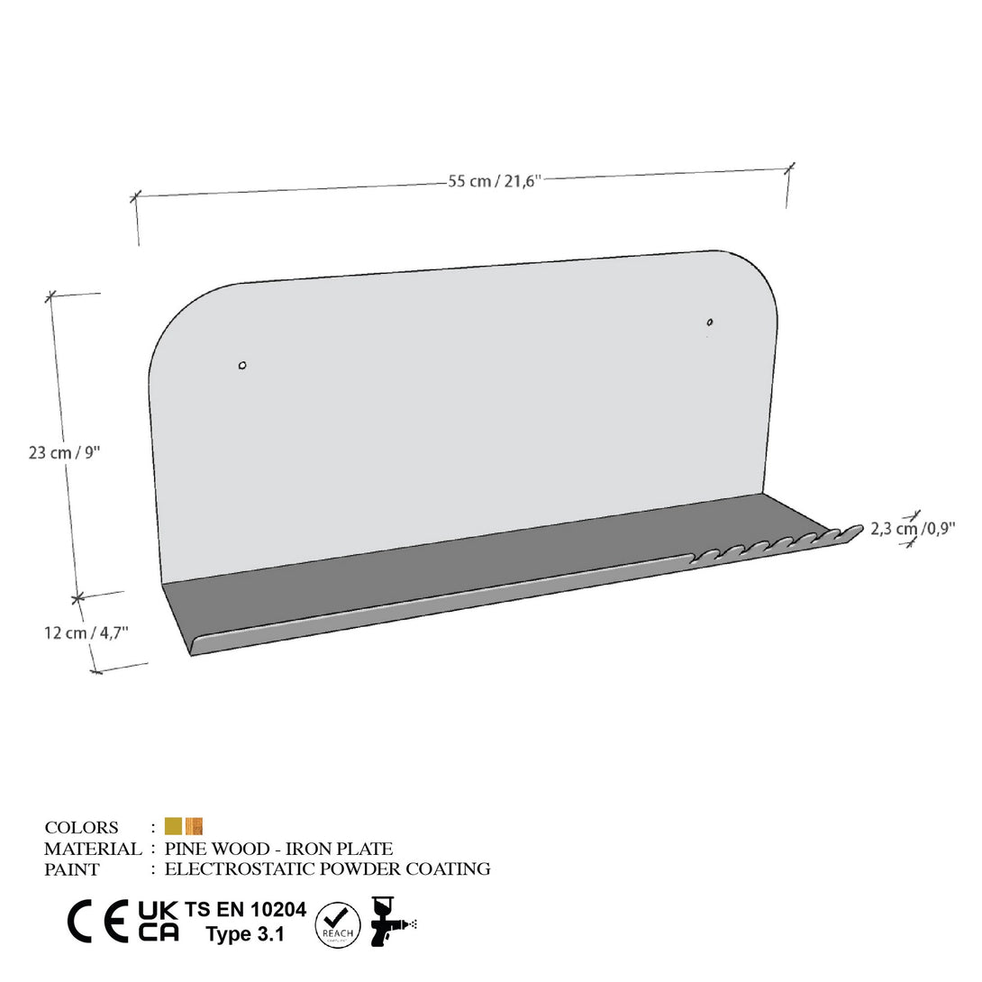 Fali polc Long Pouch - Fekete-VASBÚTOR