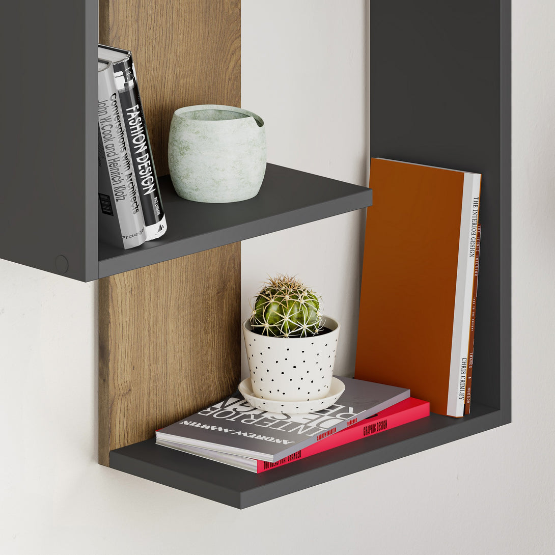 Fali polc Paranoid - Anthracite, Dark Oak-VASBÚTOR