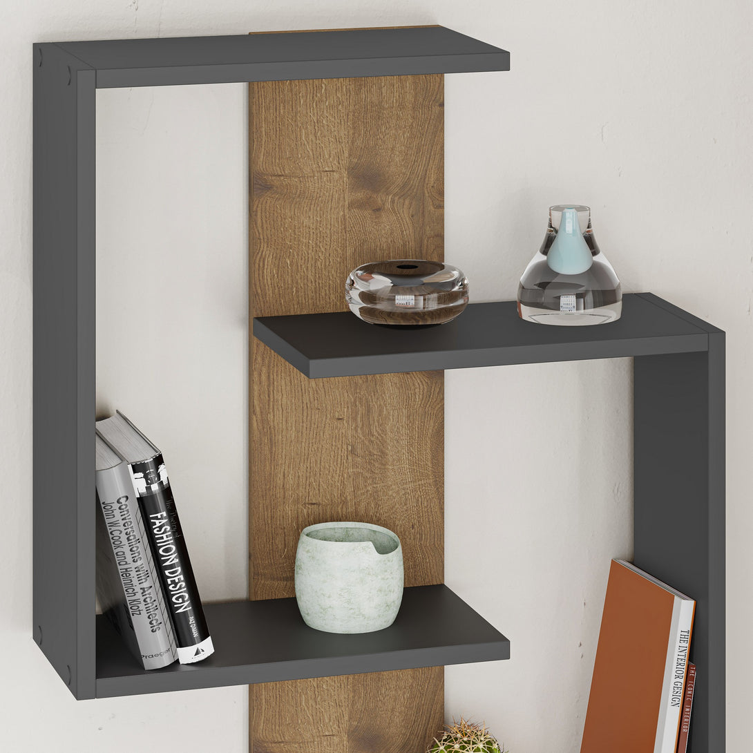 Fali polc Paranoid - Anthracite, Dark Oak-VASBÚTOR
