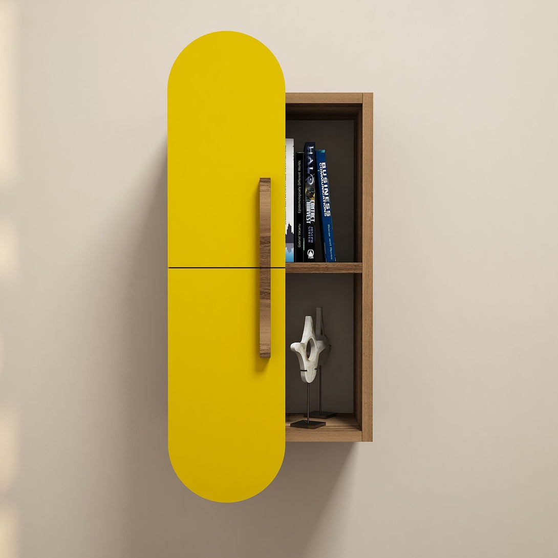 Fali polc Rose - Walnut, Yellow-VASBÚTOR