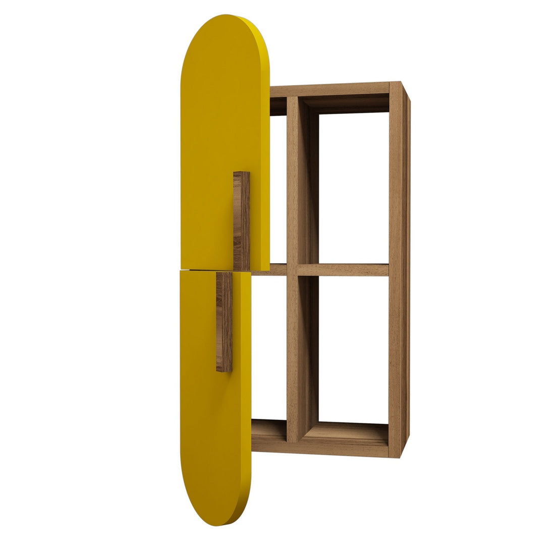 Fali polc Rose - Walnut, Yellow-VASBÚTOR
