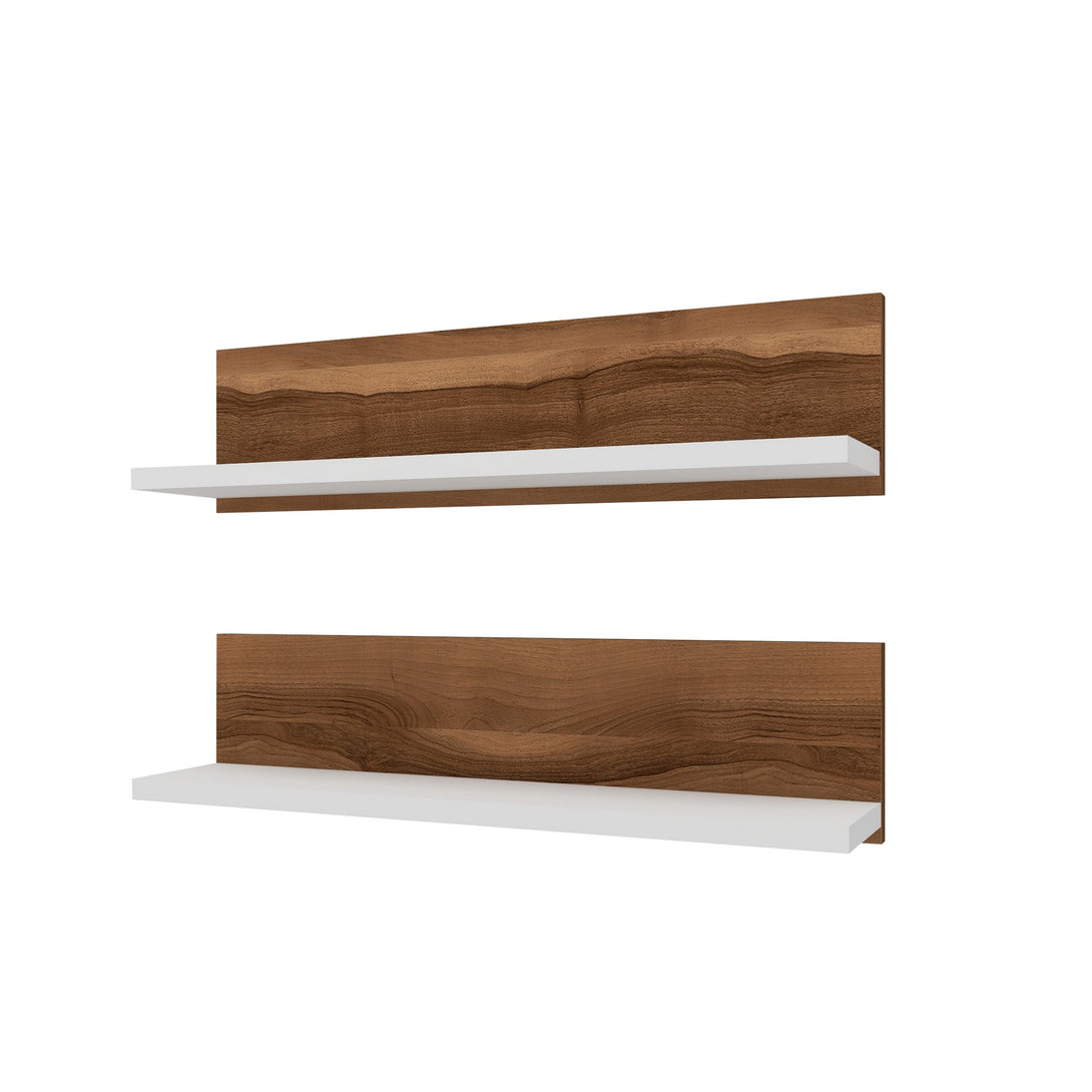 Fali polc Shelf - Diós, Fehér-VASBÚTOR
