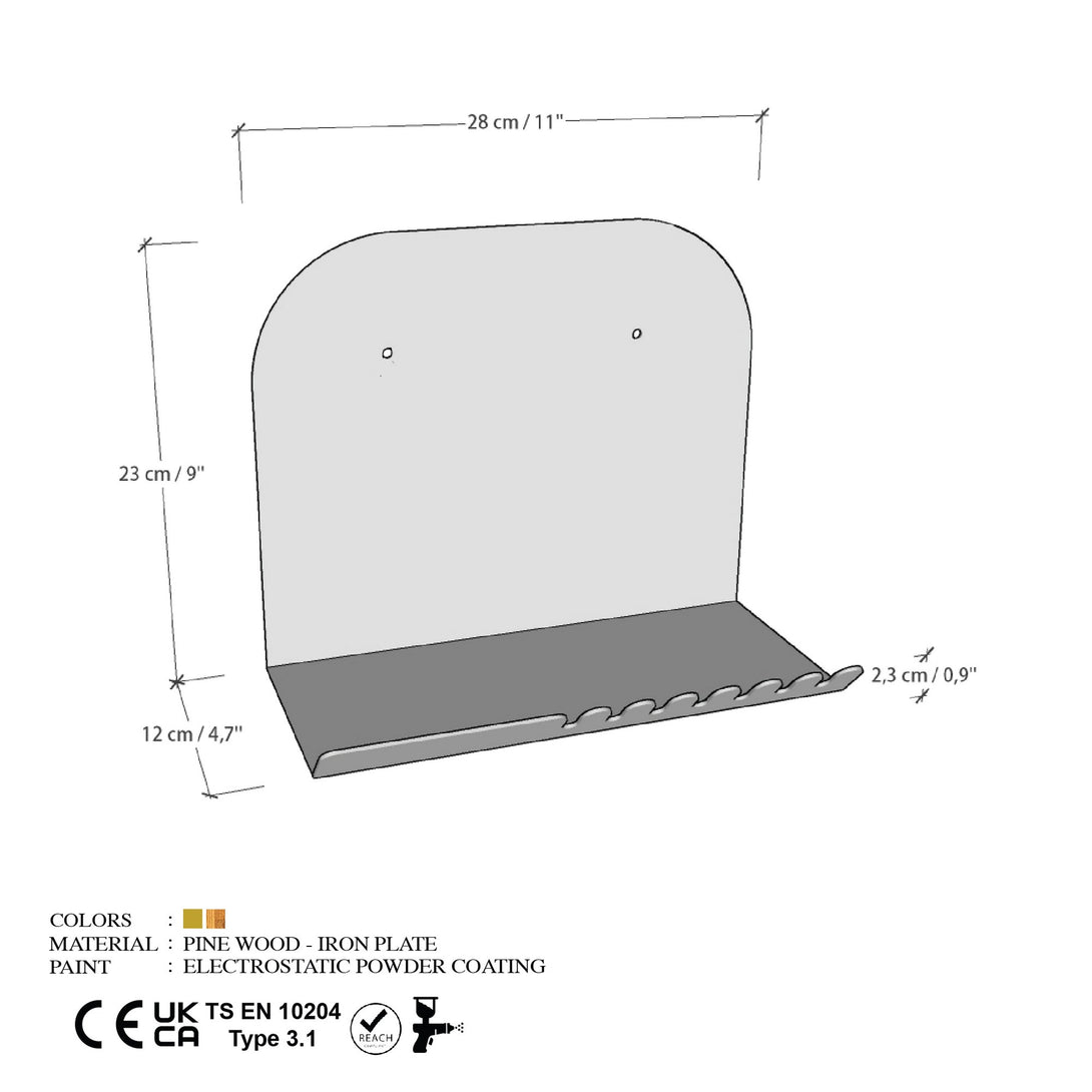 Fali polc Short Pouch - Fekete-VASBÚTOR
