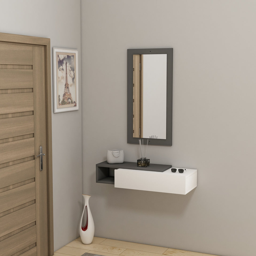 Fali polc Vien - Anthracite, White-VASBÚTOR