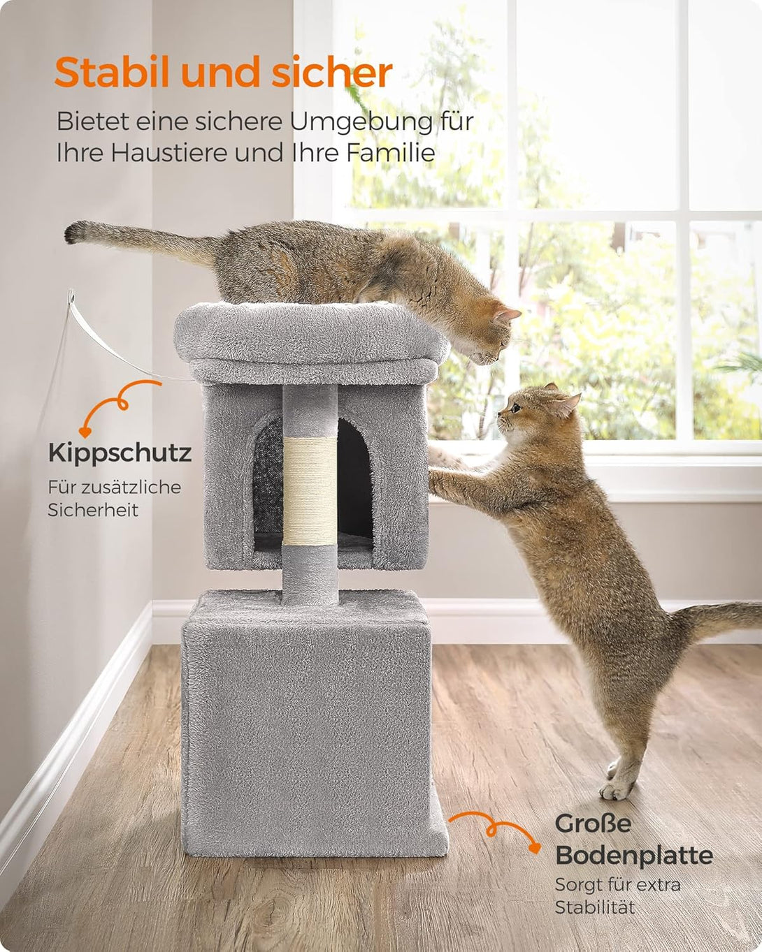 Feandrea kis macskafa, 67 cm magas kaparófa világosszürke színben-VASBÚTOR