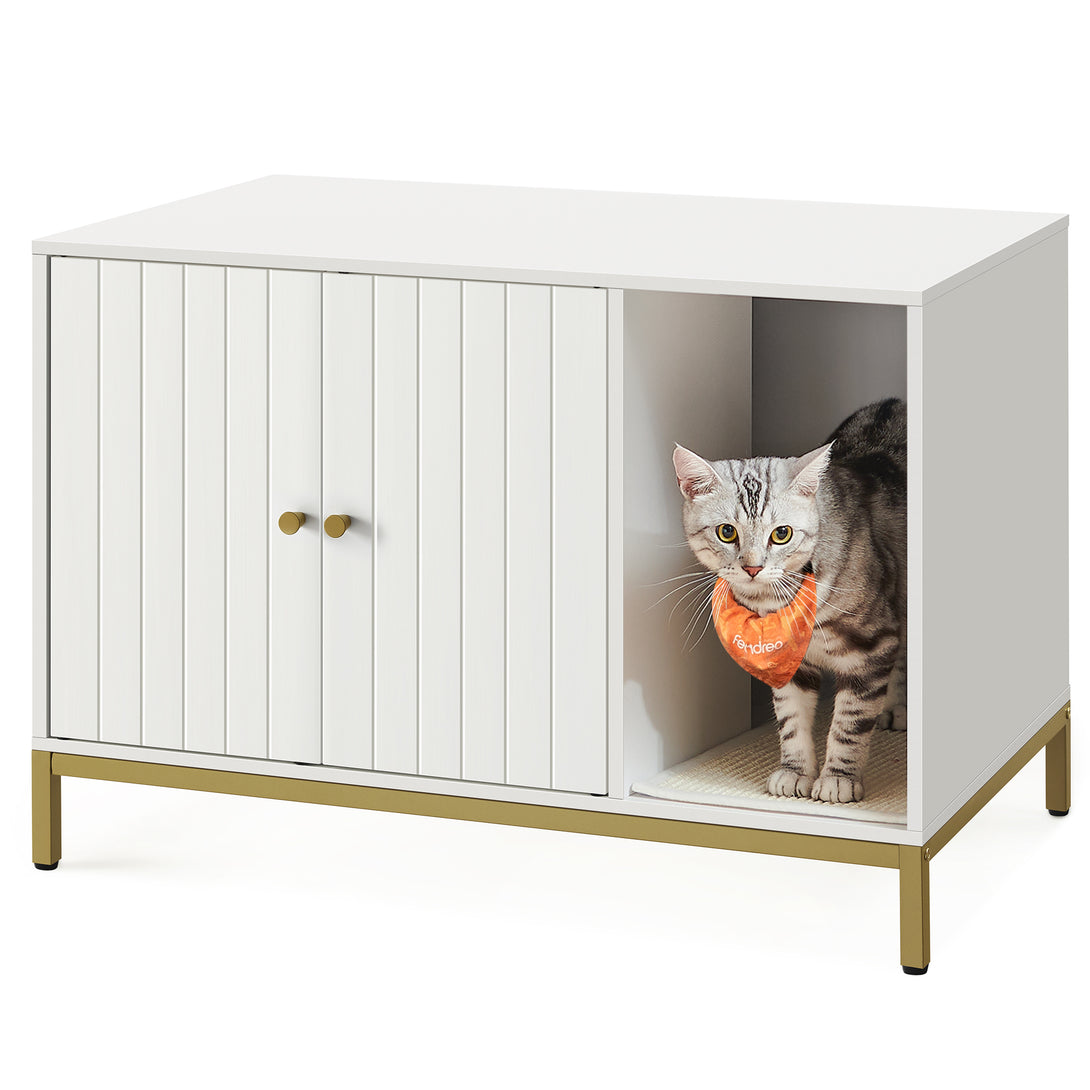 Feandrea macskaalom-bútor 80 × 50 × 55 cm, fehér és arany színben-VASBÚTOR