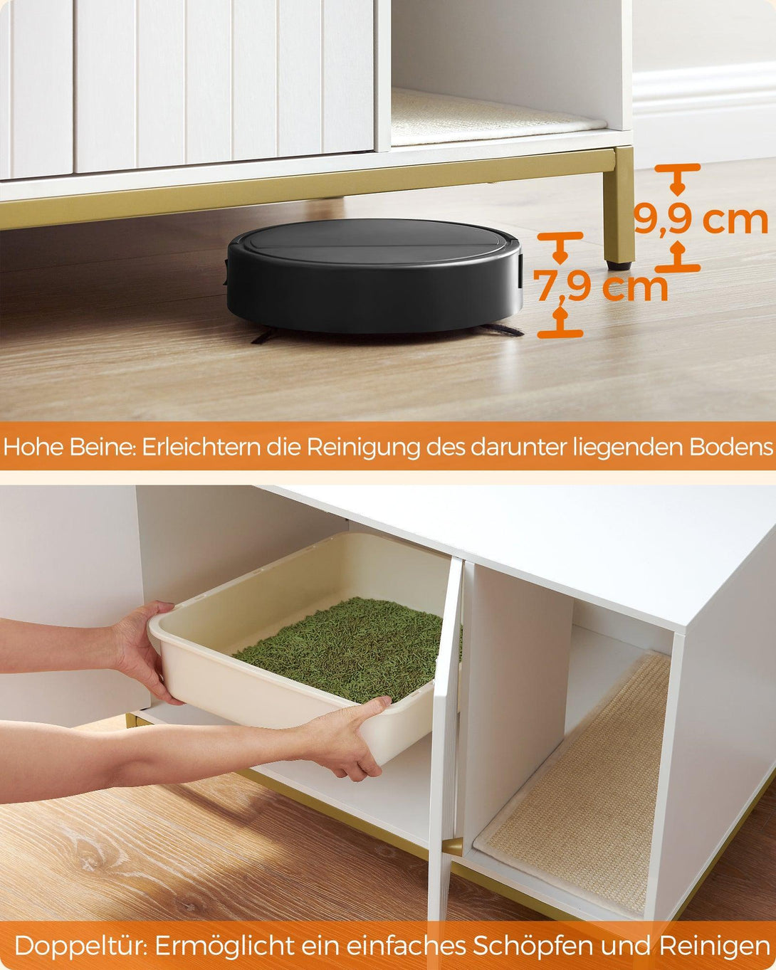 Feandrea macskaalom-bútor 80 × 50 × 55 cm, fehér és arany színben-VASBÚTOR