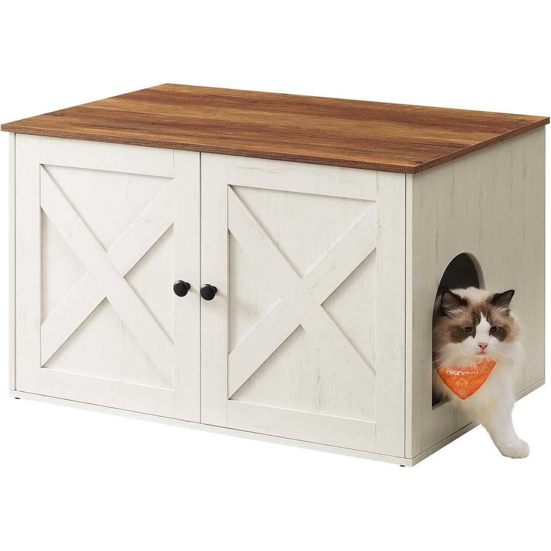 Feandrea macskaalom-bútor elrejtett kialakítással, 80 × 53 × 50 cm, barna és fehér színben-VASBÚTOR